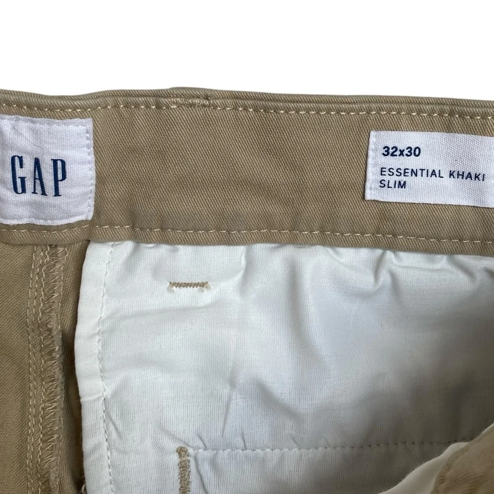 GAP Essential Slim Khaki Chino Pants Men’s 32x30 Tan Cotton Stretch Flat Front